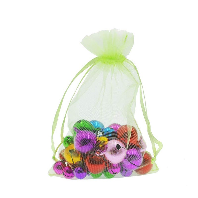 Bezall 100Pcs Organza Bags 4x6 Inch Sheer Drawstring Gift Bag, Light Green Organza Jewelry Pouches, Wedding Party Favor Pouches, Jewelry, Business, Christmas Party Favor Bags - Image 5